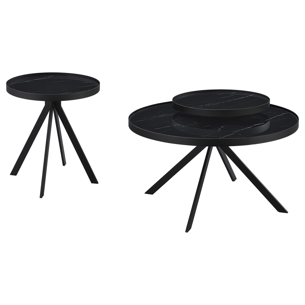 Briggs Black 2-Piece Round Coffee and End Table Set from Coaster - Luna Furniture