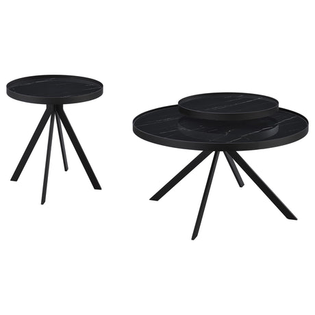Briggs Black 2-Piece Round Coffee and End Table Set from Coaster - Luna Furniture