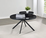 Briggs Black Round Marble Printed Glass Top Coffee Table from Coaster - Luna Furniture