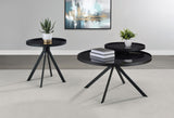 Briggs Black Round Marble Printed Glass Top Coffee Table from Coaster - Luna Furniture