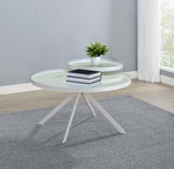 Briggs White Round Marble Printed Glass Top Coffee Table from Coaster - Luna Furniture