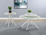 Briggs White Round Marble Printed Glass Top End Side Table from Coaster - Luna Furniture