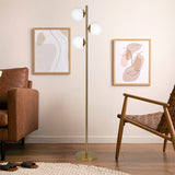 Brilliance Modern Gold Brush Floor Lamp, Opal Glass Shades and Round Metal Base from Midinmod - Luna Furniture