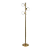 Brilliance Modern Gold Brush Floor Lamp, Opal Glass Shades and Round Metal Base from Midinmod - Luna Furniture