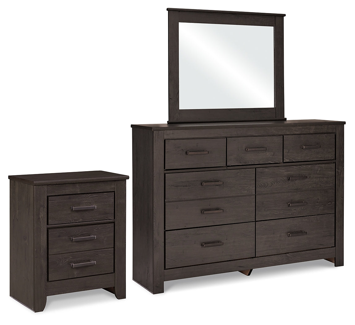 Brinxton Charcoal Dresser, Mirror and Nightstand from Ashley - Luna Furniture