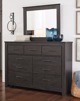 Brinxton Charcoal King Panel Headboard, Dresser, Mirror, Chest and 2 Nightstands from Ashley - Luna Furniture