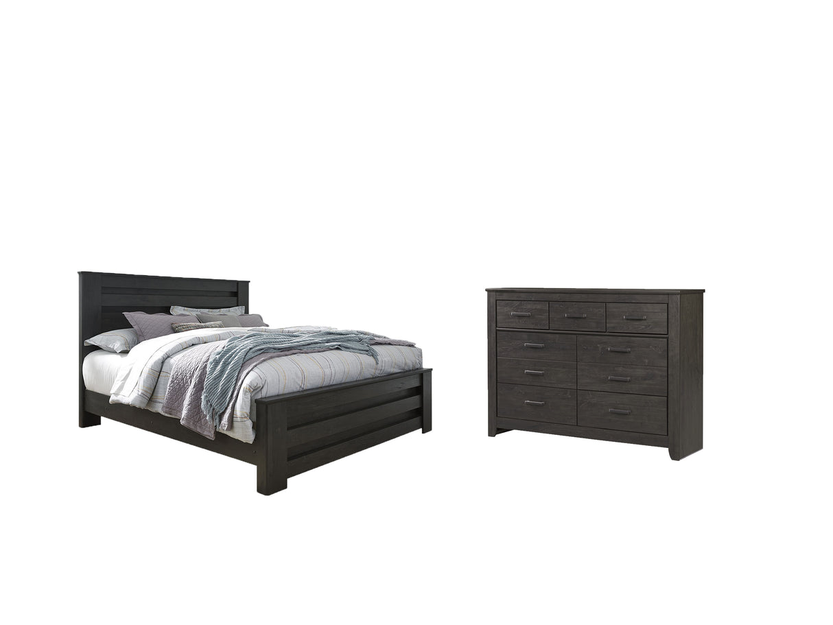 Brinxton King Panel Bed with Dresser in Charcoal from Ashley - Luna Furniture