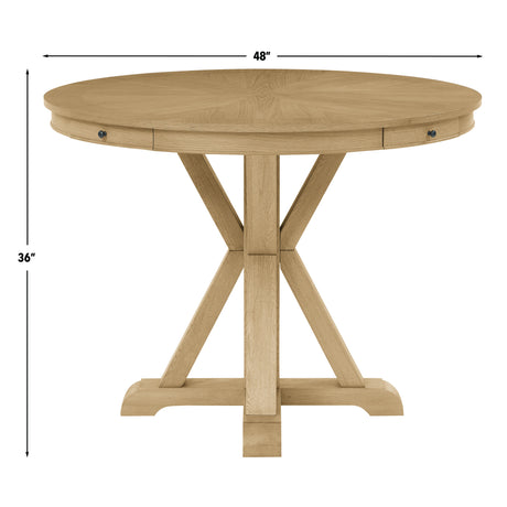 Rylie 48-inch Round Counter Dining Table with 4 Drawers, Natural Finish from Steve Silver - Luna Furniture
