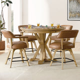Rylie Natural 48" Round Counter Dining Table with 4 Drawers and Folding Game Top from Steve Silver - Luna Furniture