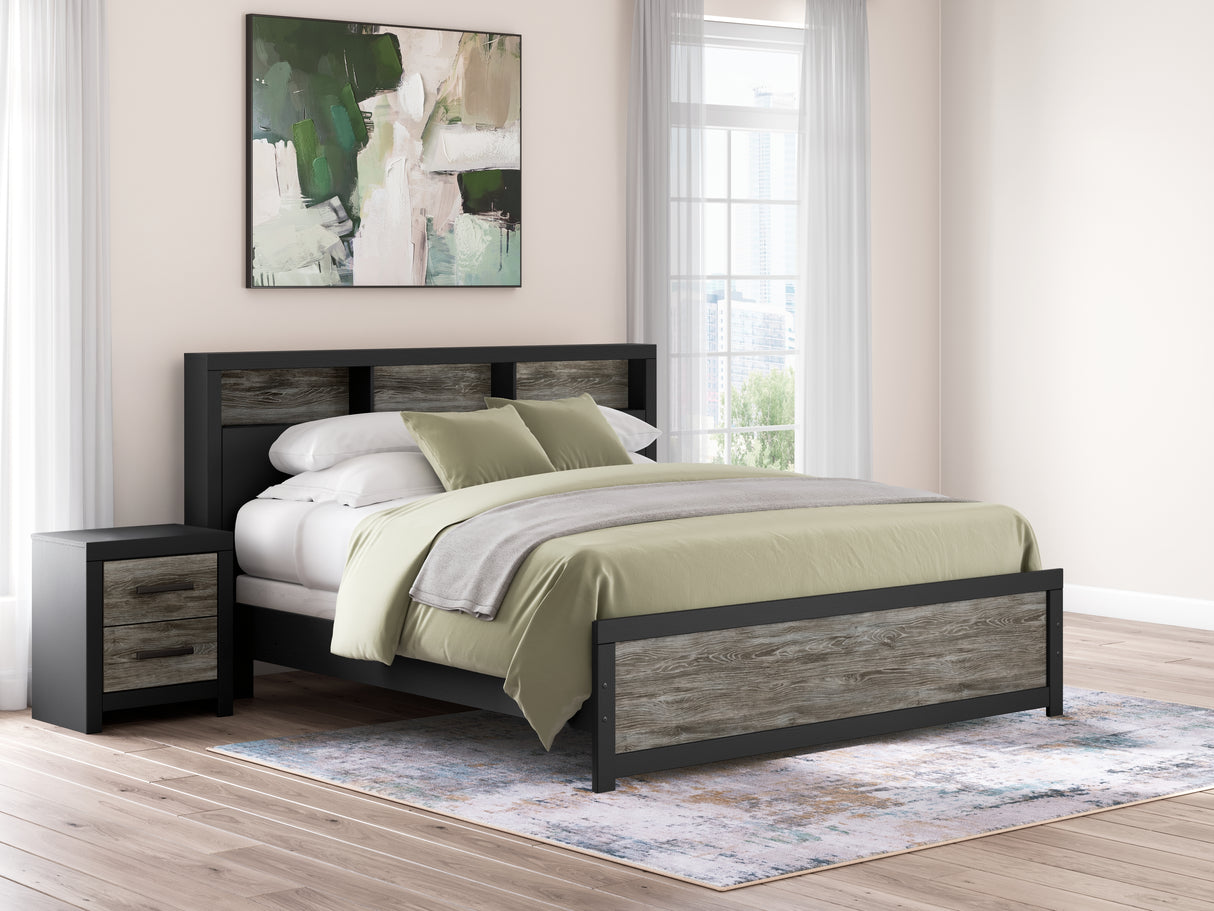 Broachmyn Black/Gray King Bookcase Panel Bed from Ashley - Luna Furniture
