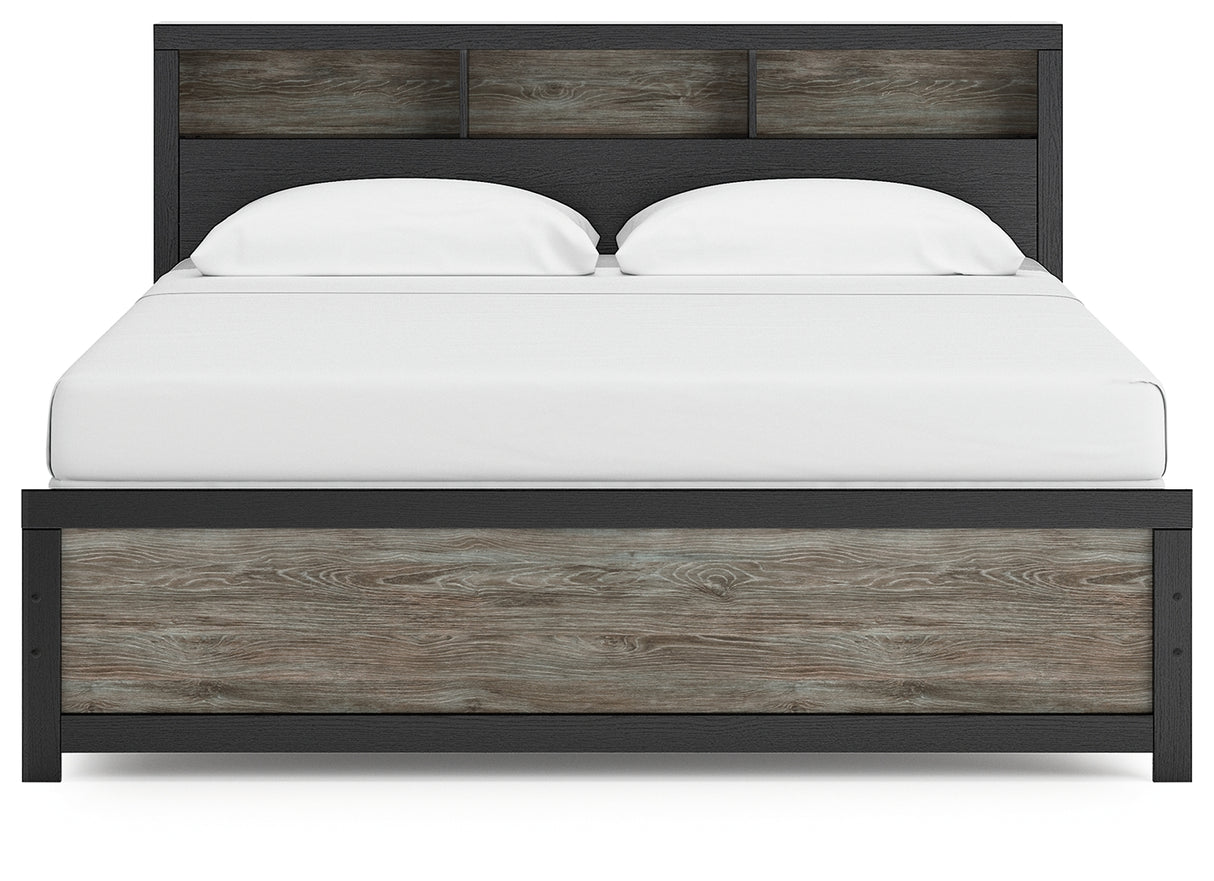 Broachmyn Black/Gray King Bookcase Panel Bed from Ashley - Luna Furniture