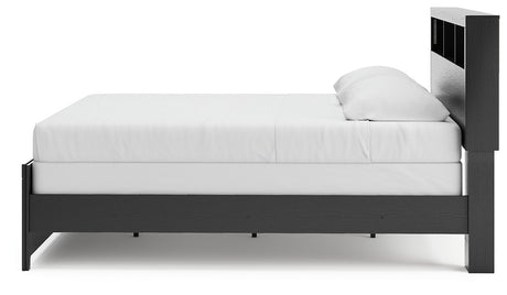 Broachmyn Black/Gray King Led Bookcase Panel Bed from Ashley - Luna Furniture