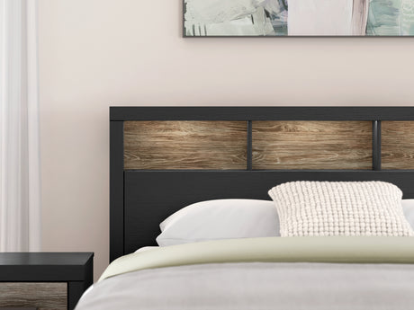 Broachmyn Black/Gray Queen Led Bookcase Panel Bed from Ashley - Luna Furniture