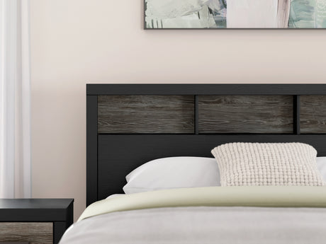 Broachmyn Black/Gray Queen Led Bookcase Panel Bed from Ashley - Luna Furniture