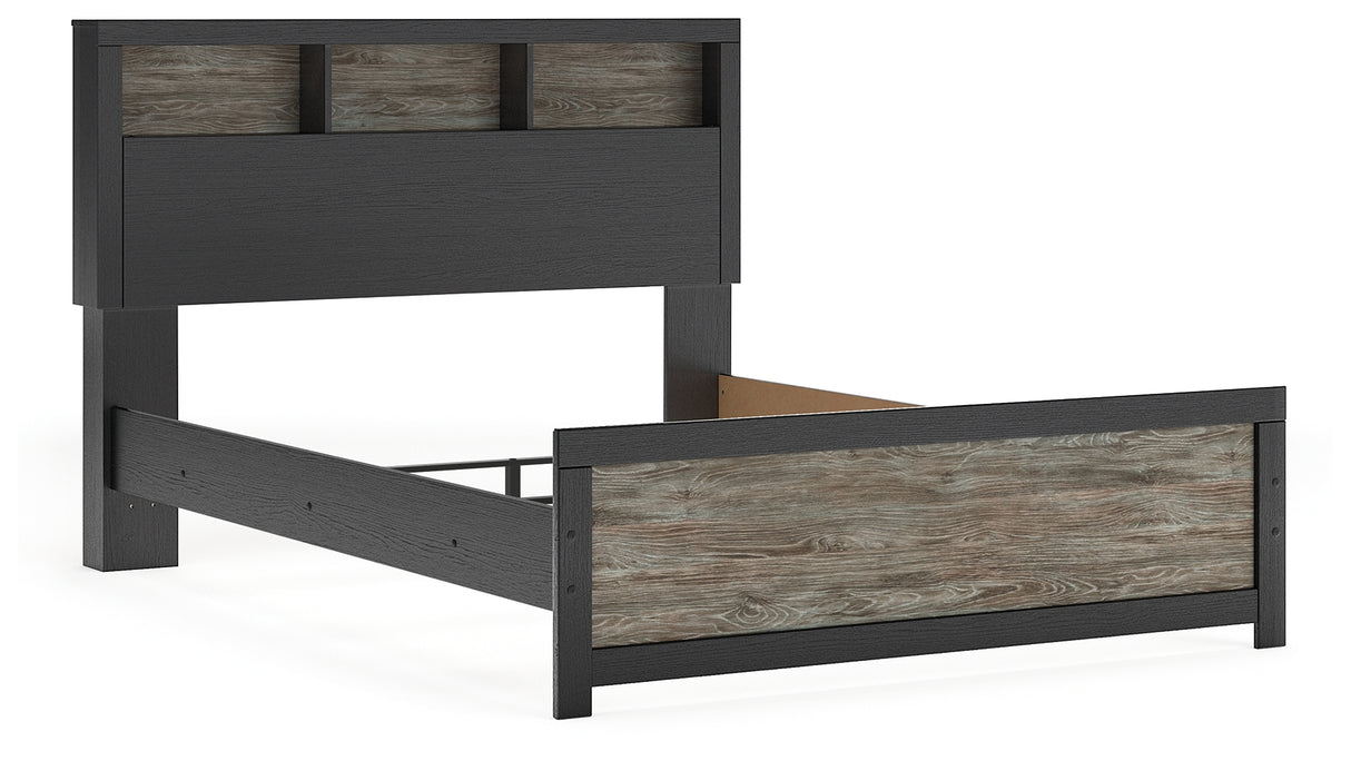 Broachmyn Black/Gray LED Bookcase Panel Bedroom Set from Ashley - Luna Furniture