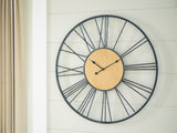 Brockett Black/Natural Wall Clock from Ashley Furniture - Luna Furniture