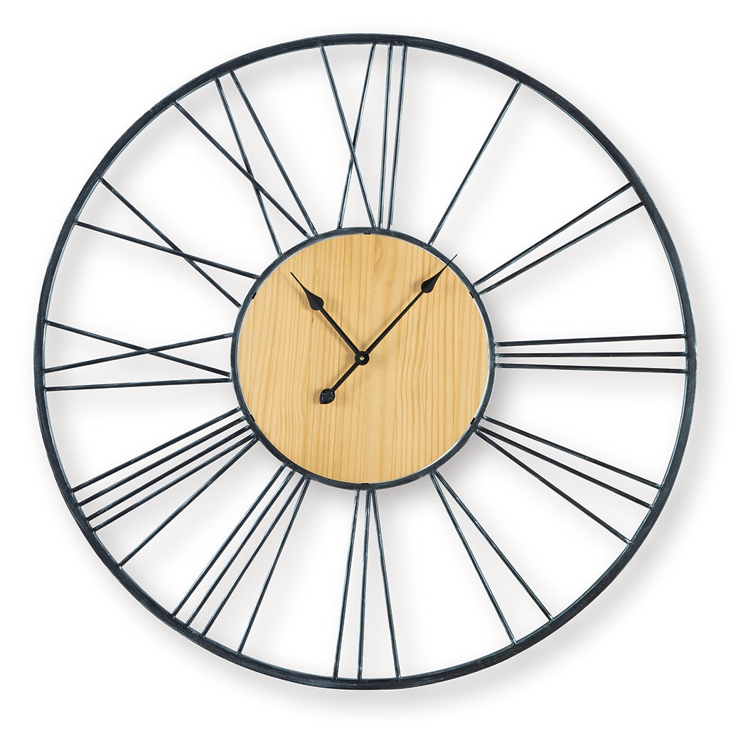 Brockett Black/Natural Wall Clock from Ashley Furniture - Luna Furniture