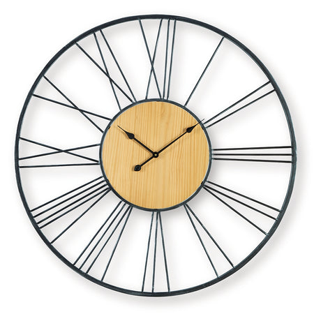 Brockett Black/Natural Wall Clock from Ashley Furniture - Luna Furniture