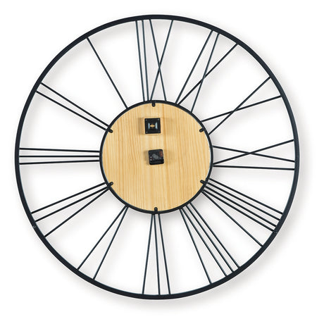Brockett Black/Natural Wall Clock from Ashley Furniture - Luna Furniture
