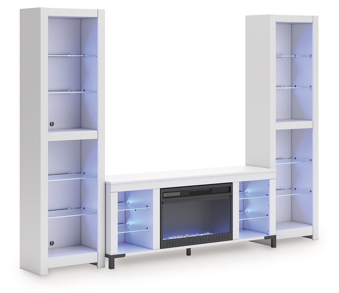 Brollevi White 3-Piece Entertainment Center from Ashley Furniture - Luna Furniture