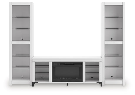 Brollevi White 3-Piece Entertainment Center from Ashley Furniture - Luna Furniture