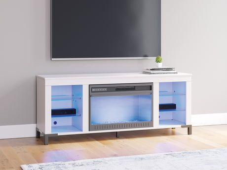 Brollevi White 60" TV Stand with Electric Fireplace from Ashley - Luna Furniture