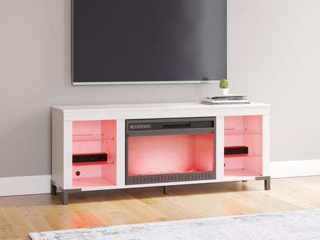 Brollevi White 60" TV Stand with Electric Fireplace from Ashley - Luna Furniture