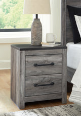 Bronyan King Panel Bed with Mirrored Dresser, Chest and 2 Nightstands in Dark Gray from Ashley - Luna Furniture