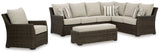 Brook Ranch Brown Outdoor Sofa Sectional with Lounge Chair from Ashley - Luna Furniture
