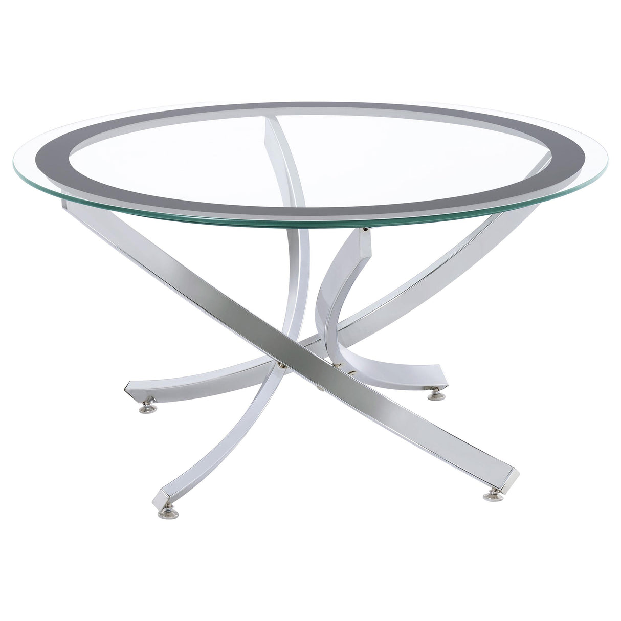 Brooke Chrome 2-Piece Round Glass Top Coffee Table Set from Coaster - Luna Furniture