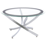 Brooke Chrome 2-Piece Round Glass Top Coffee Table Set from Coaster - Luna Furniture