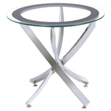 Brooke Chrome 2-Piece Round Glass Top Coffee Table Set from Coaster - Luna Furniture