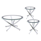 Brooke Chrome 3-Piece Round Coffee and End Table Set from Coaster - Luna Furniture