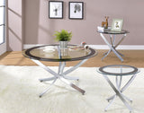 Brooke Chrome 3-Piece Round Coffee and End Table Set from Coaster - Luna Furniture