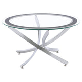 Brooke Chrome 3-Piece Round Coffee and End Table Set from Coaster - Luna Furniture