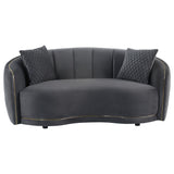 Brookside Dark Gray Velvet Upholstered Curved Loveseat from Coaster - Luna Furniture