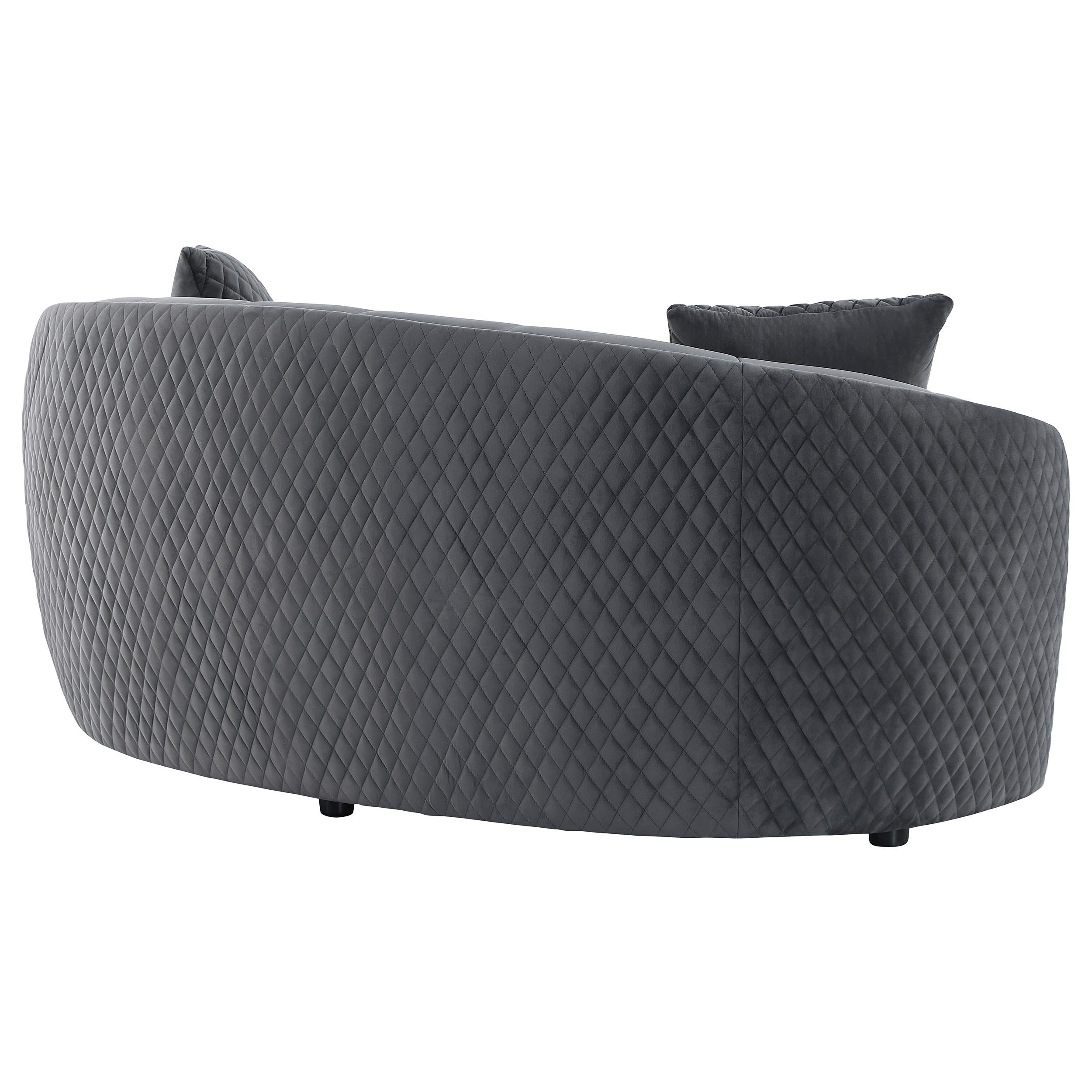 Brookside Dark Gray Velvet Upholstered Curved Loveseat – Luna