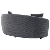 Brookside Dark Gray Velvet Upholstered Curved Loveseat from Coaster - Luna Furniture