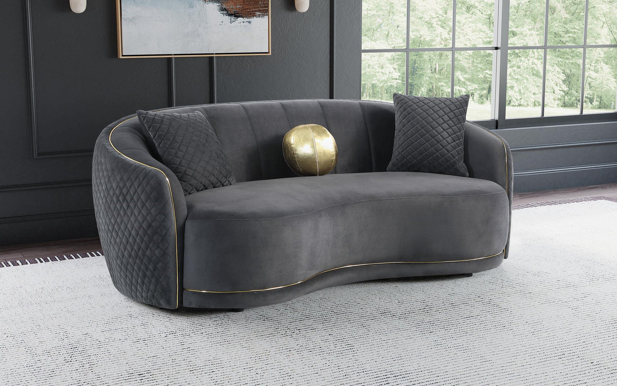 Brookside Dark Gray Velvet Upholstered Curved Sofa from Coaster - Luna Furniture