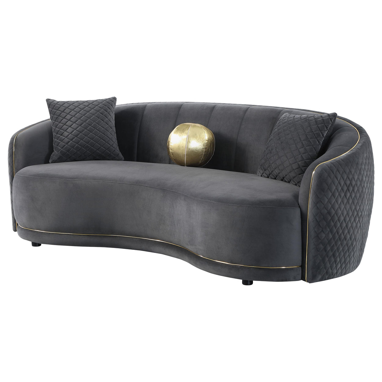 Brookside Dark Gray Velvet Upholstered Curved Sofa from Coaster - Luna Furniture