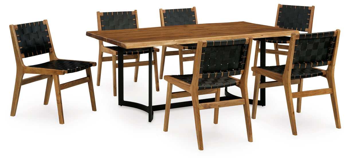 Fortmaine Brown/Black Dining Table and 6 Chairs from Ashley - Luna Furniture