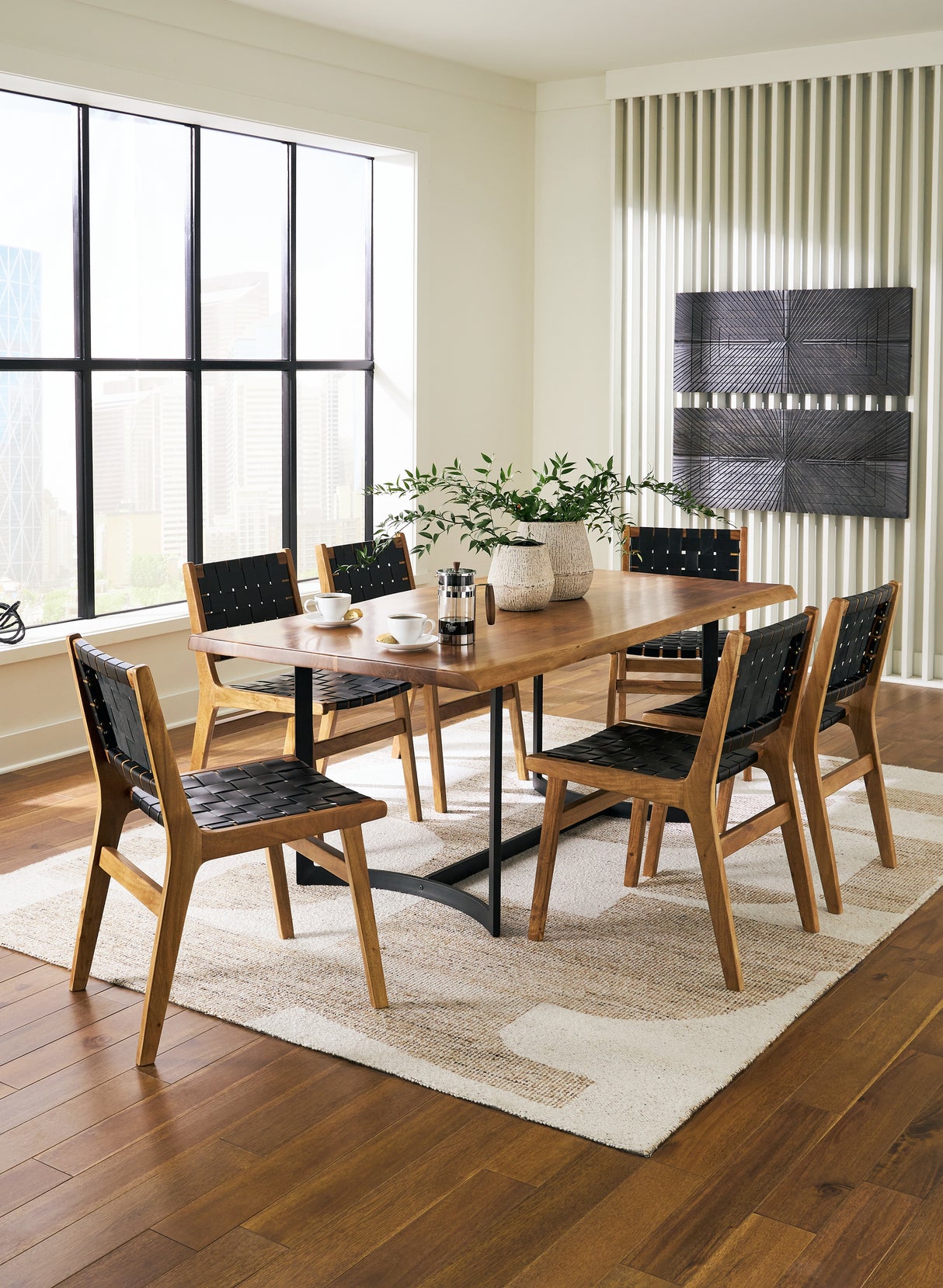 Fortmaine Brown/Black Dining Table and 6 Chairs from Ashley - Luna Furniture