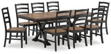 Wildenauer Brown/Black Dining Table and 8 Chairs from Ashley - Luna Furniture