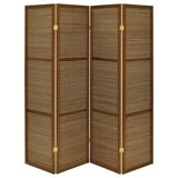 Browning Walnut 4-Panel Bamboo Room Divider Folding Screen from Coaster - Luna Furniture