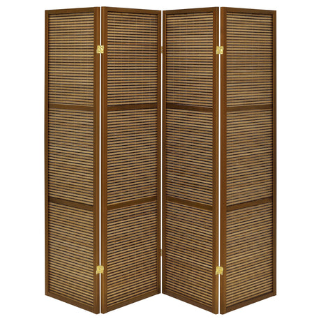 Browning Walnut 4-Panel Bamboo Room Divider Folding Screen from Coaster - Luna Furniture