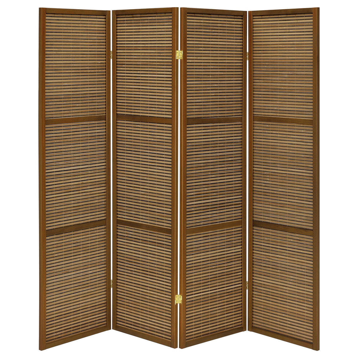 Browning Walnut 4-Panel Bamboo Room Divider Folding Screen from Coaster - Luna Furniture