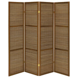 Browning Walnut 4-Panel Bamboo Room Divider Folding Screen from Coaster - Luna Furniture
