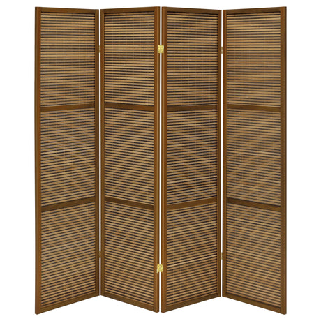 Browning Walnut 4-Panel Bamboo Room Divider Folding Screen from Coaster - Luna Furniture