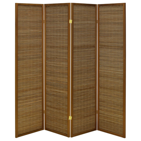 Browning Walnut 4-Panel Bamboo Room Divider Folding Screen from Coaster - Luna Furniture