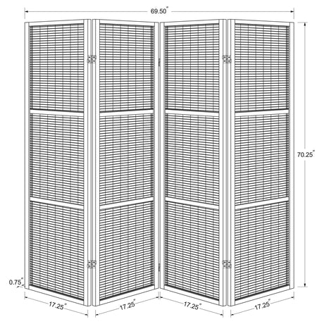 Browning Walnut 4-Panel Bamboo Room Divider Folding Screen from Coaster - Luna Furniture